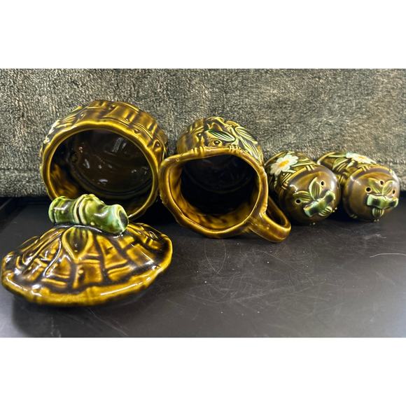 Flambro Ceramic Bamboo Design Kitchen Set c1970 - Picture 8 of 9